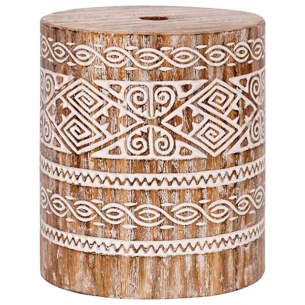 Parasol Base 23 kg White Washed Solid Wood Cylindrical