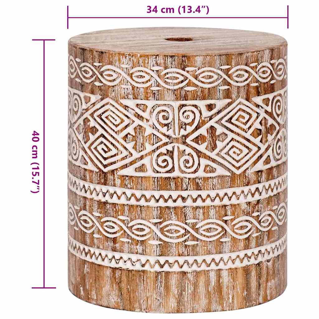Parasol Base 23 kg White Washed Solid Wood Cylindrical