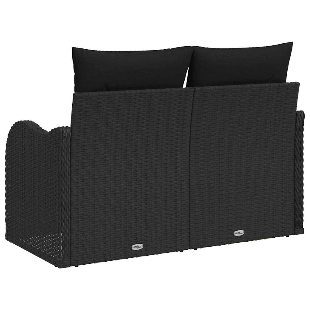 Garden Sofa with Cushion Black 121 x 62 x 69cm Poly Rattan