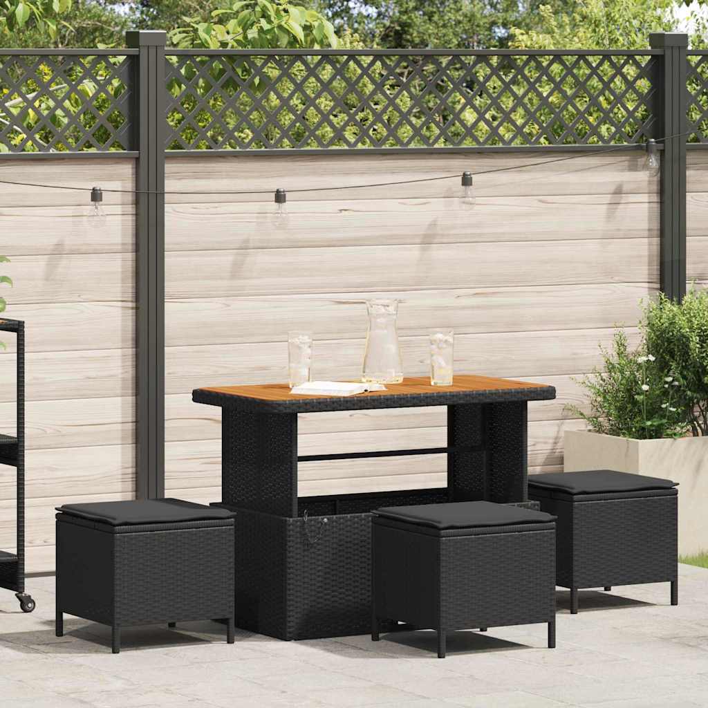 Garden Dining Set 4 pcs Black Poly Rattan
