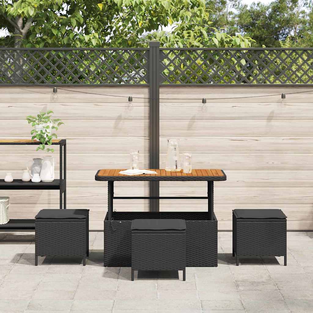 Garden Dining Set 4 pcs Black Poly Rattan