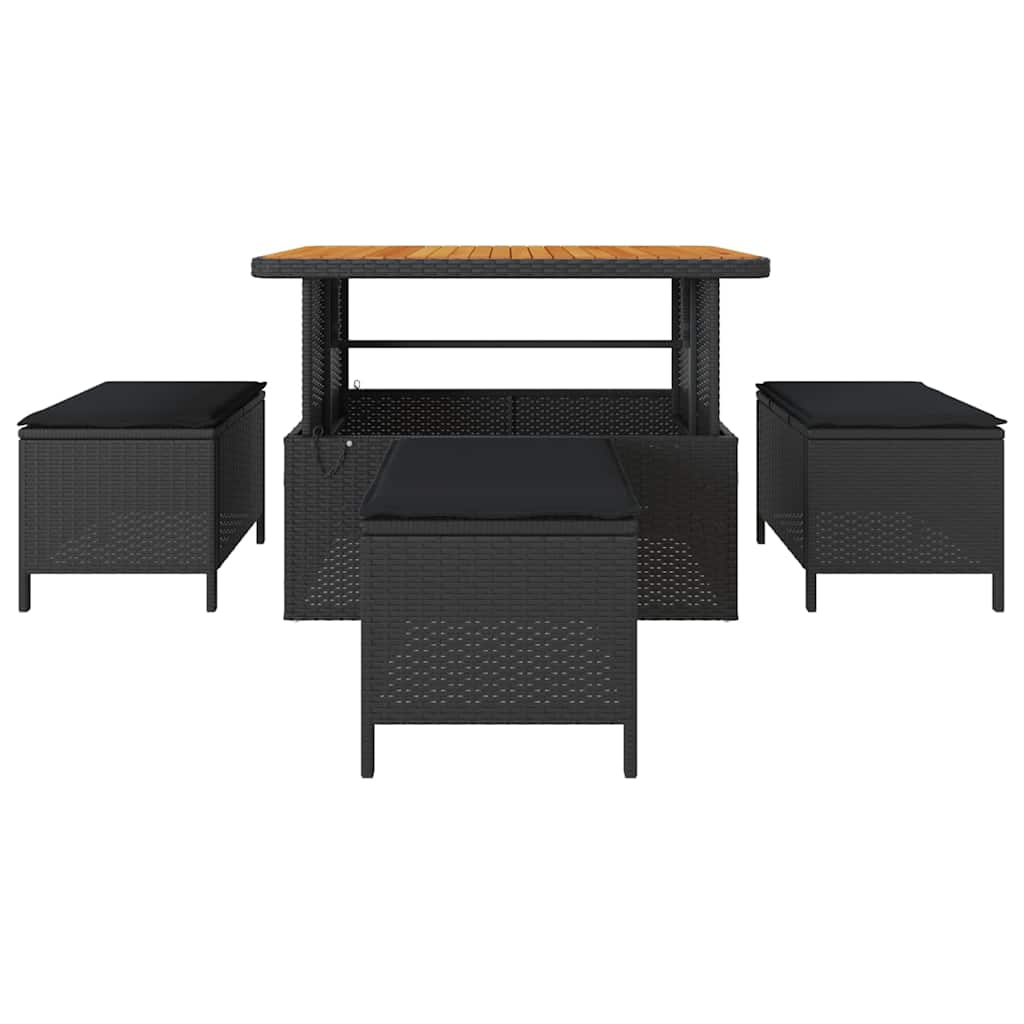 Garden Dining Set 4 pcs Black Poly Rattan