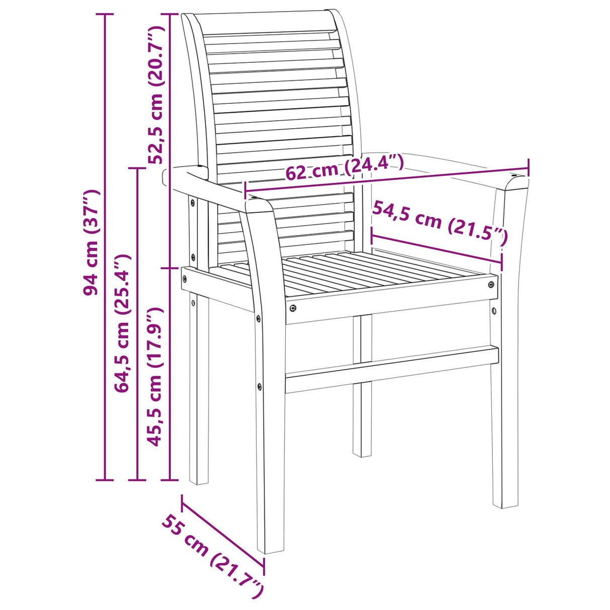 Dining Chair 4 pcs Brown 62 x 55 x 94 cm Solid Teak Wood