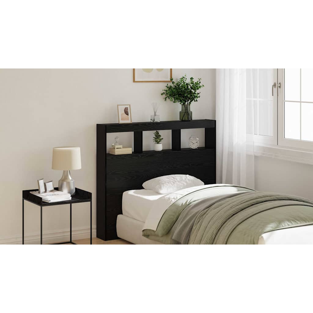 Headboard Black Oak 120 x 17 x 102 cm Engineered Wood
