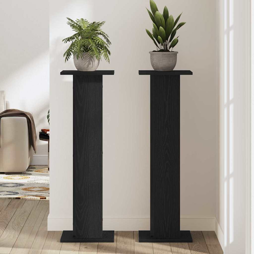 Plant Stand 2 pcs Black Oak 30 x 30 x 95 cm Engineered wood