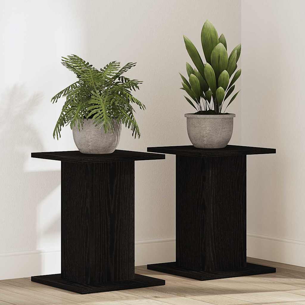 Plant Stand 2 pcs Black Oak 30 x 30 x 40 cm Engineered wood