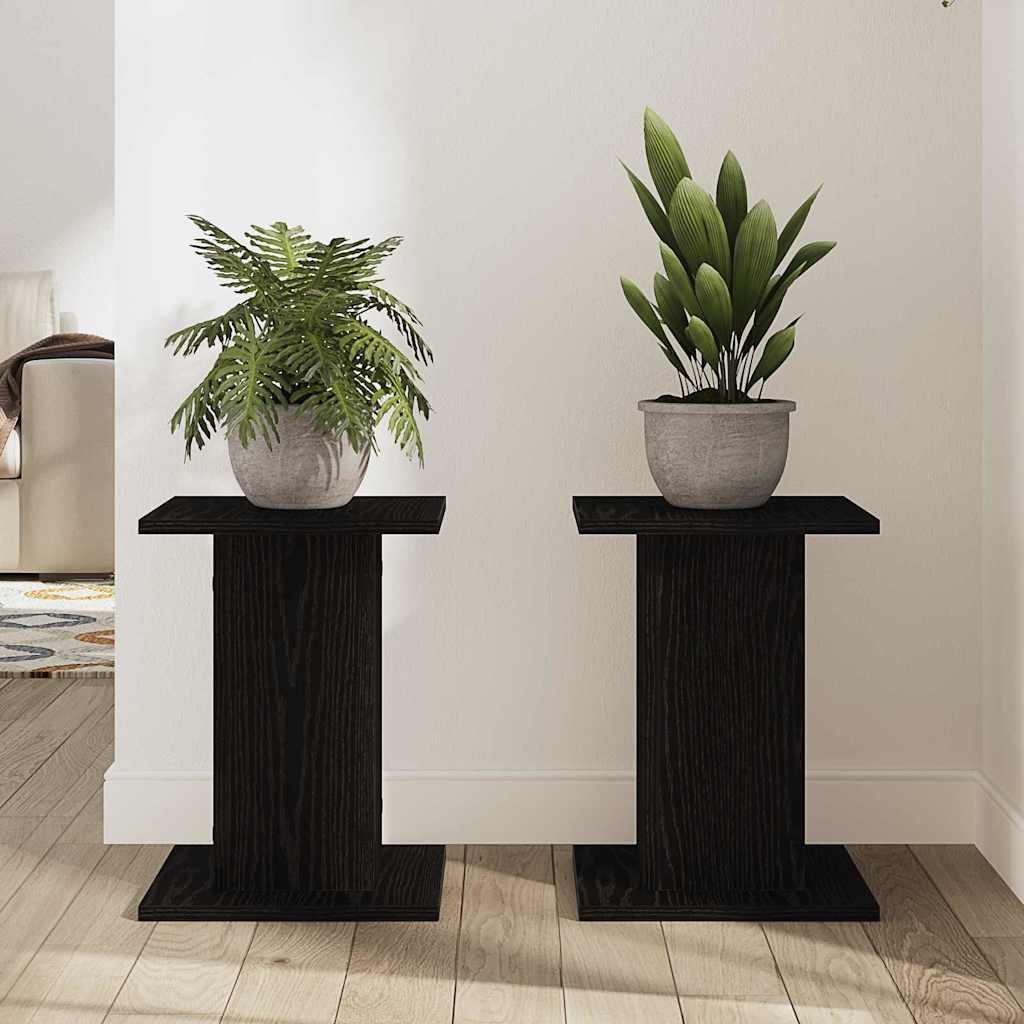Plant Stand 2 pcs Black Oak 30 x 30 x 40 cm Engineered wood