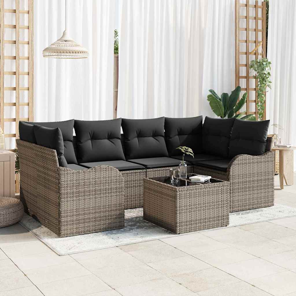 Garden Sofa Set Grey 55 x 55 x 37 cm Poly Rattan