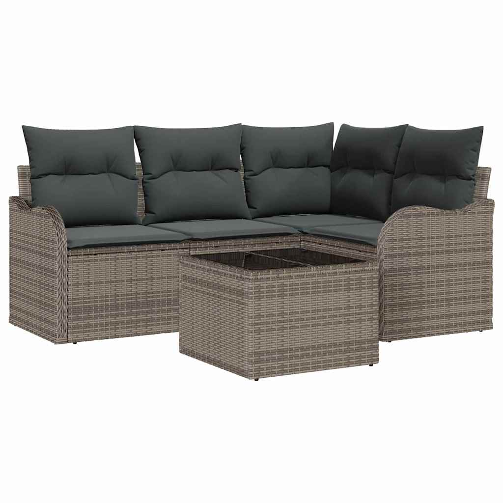 Garden Sofa Set Grey Poly Rattan