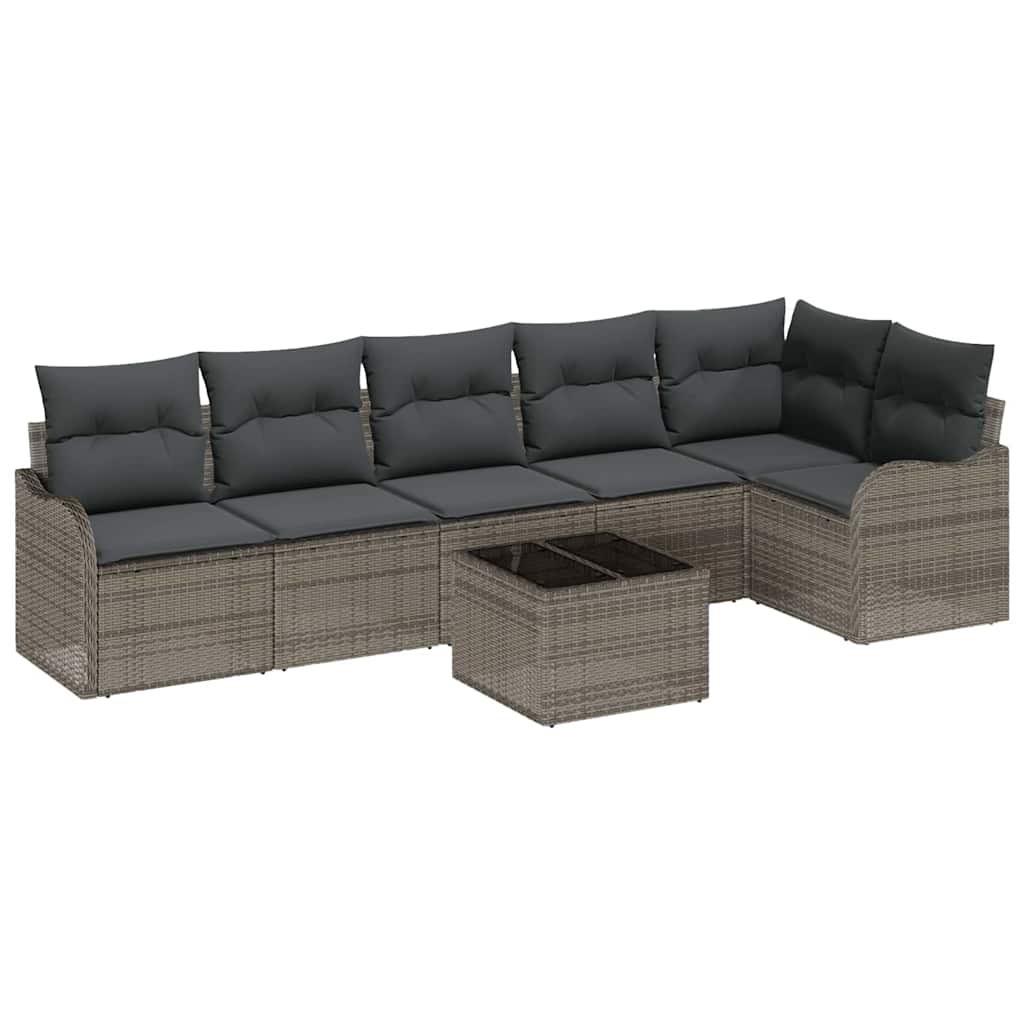 Garden Sofa Set Grey Poly Rattan