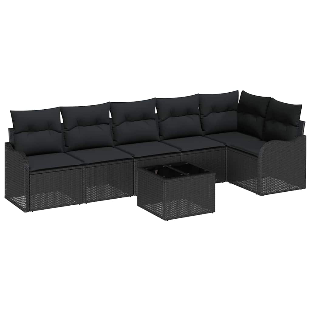 Garden Sofa Set 7 pcs Black Poly Rattan