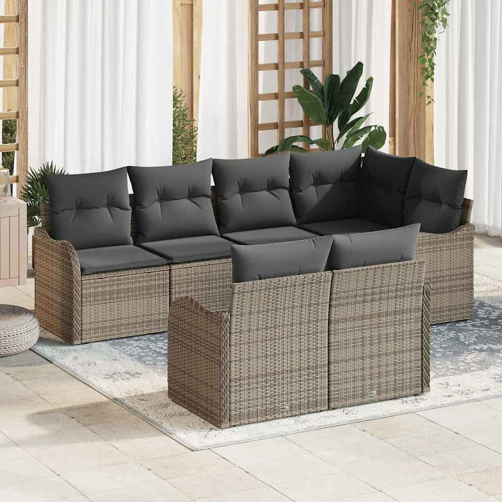 Garden Sofa Set 7 pcs Grey Poly Rattan