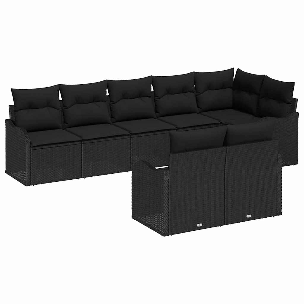 Garden Sofa Set 8 pcs Black Poly Rattan