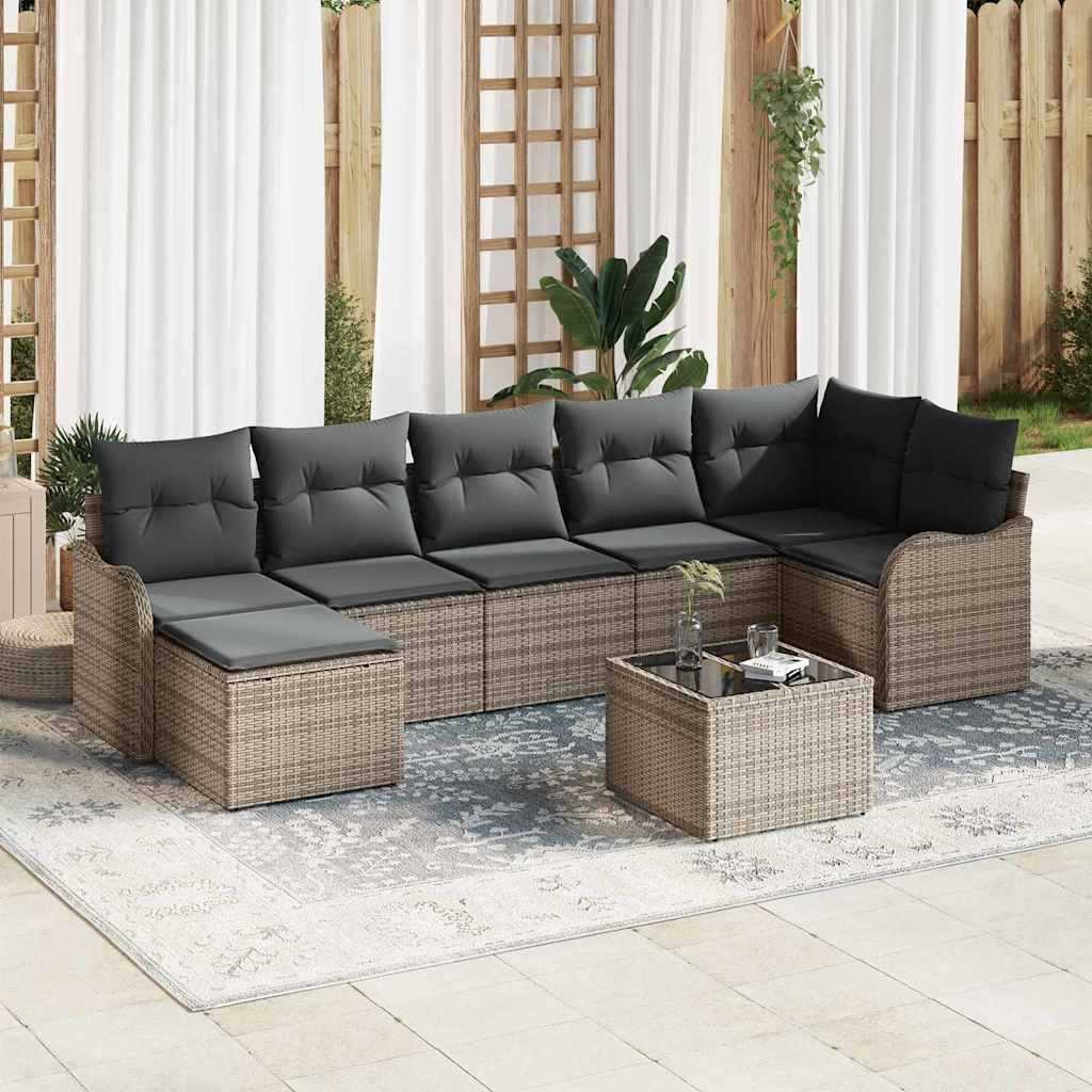 Garden Sofa Set 8 pcs Grey Poly Rattan