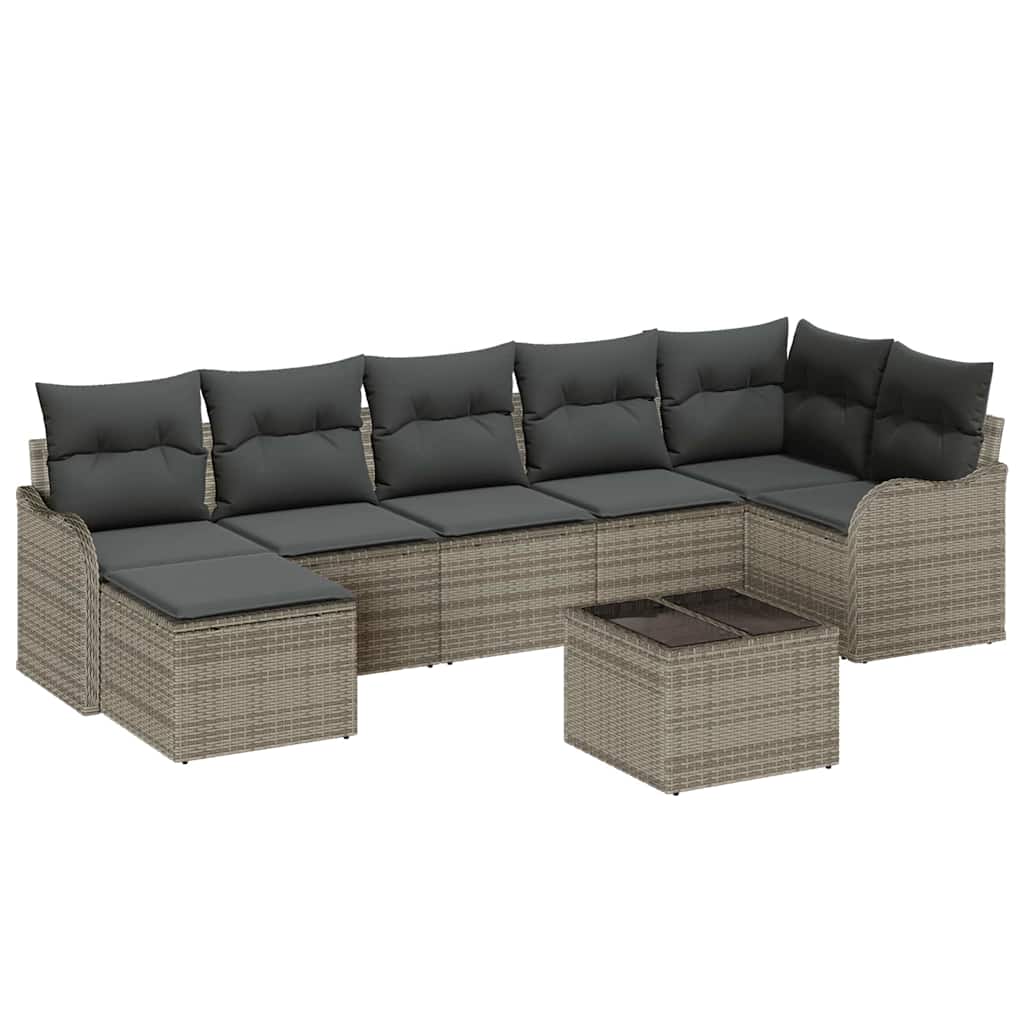 Garden Sofa Set 8 pcs Grey Poly Rattan