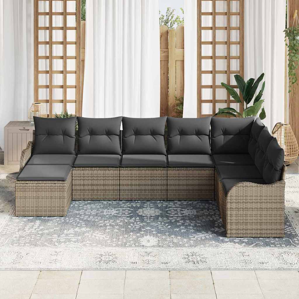Garden Sofa Set with Cushion 8 pcs Grey Poly rattan