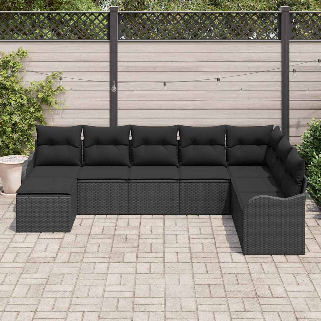Garden Sofa Set 8 pcs Black Poly Rattan