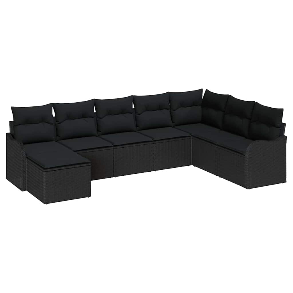 Garden Sofa Set 8 pcs Black Poly Rattan