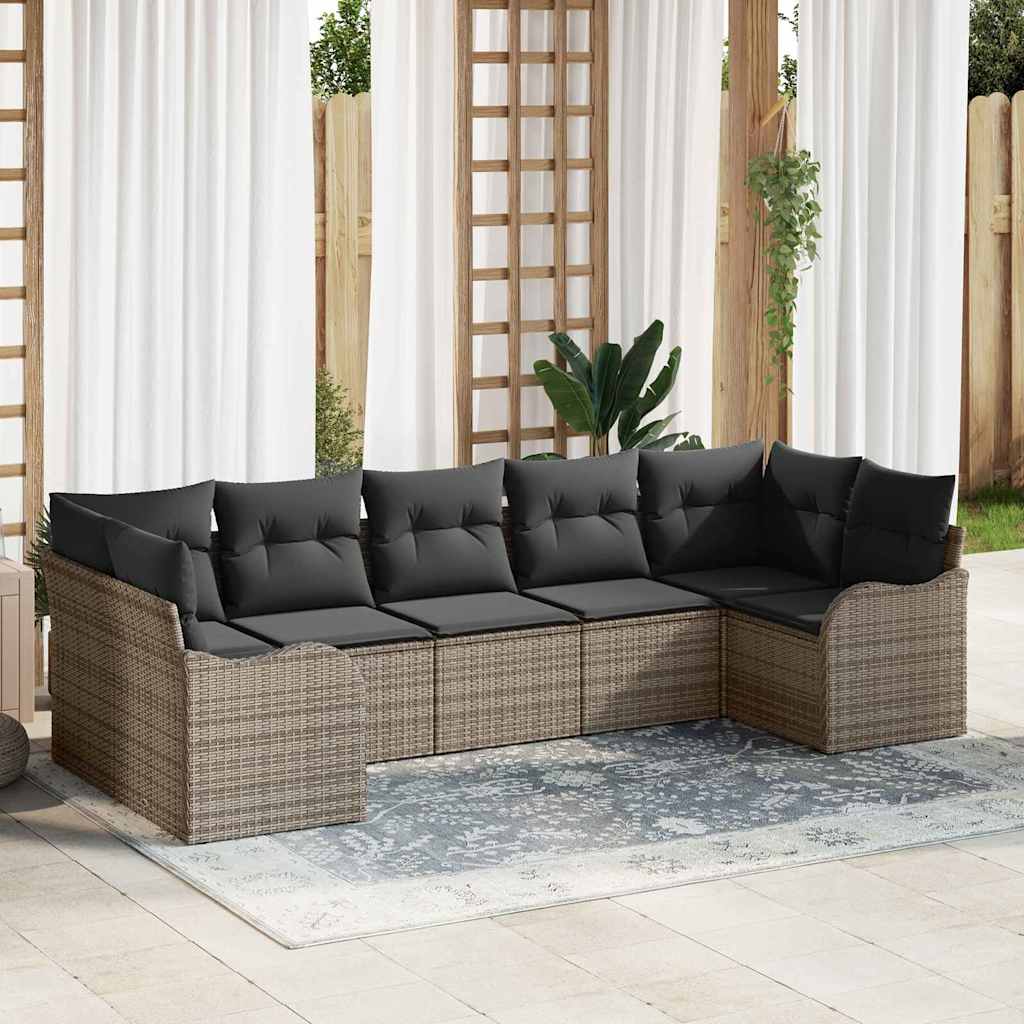 Garden Sofa Set Grey Poly Rattan