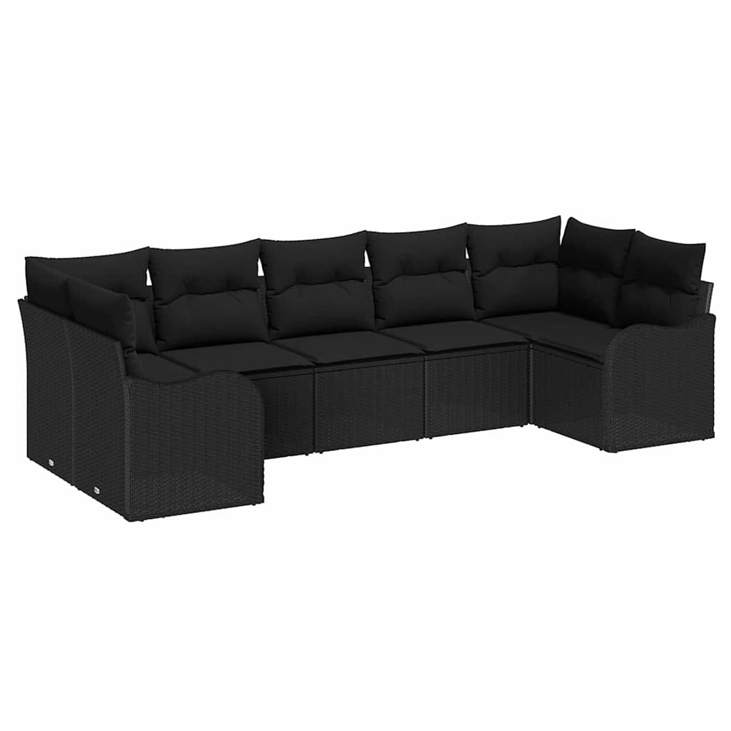 Garden Sofa Set Black Poly Rattan