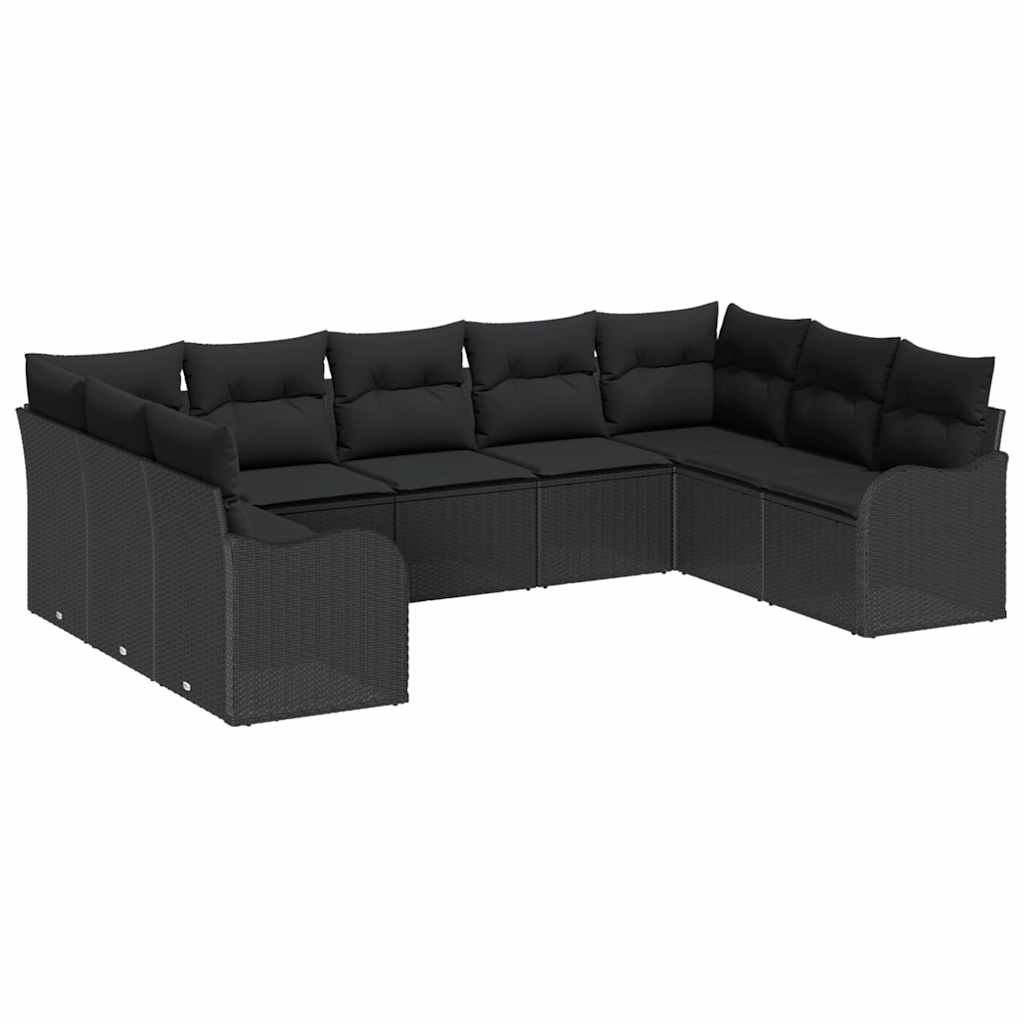 Garden Sofa Set Black Poly Rattan