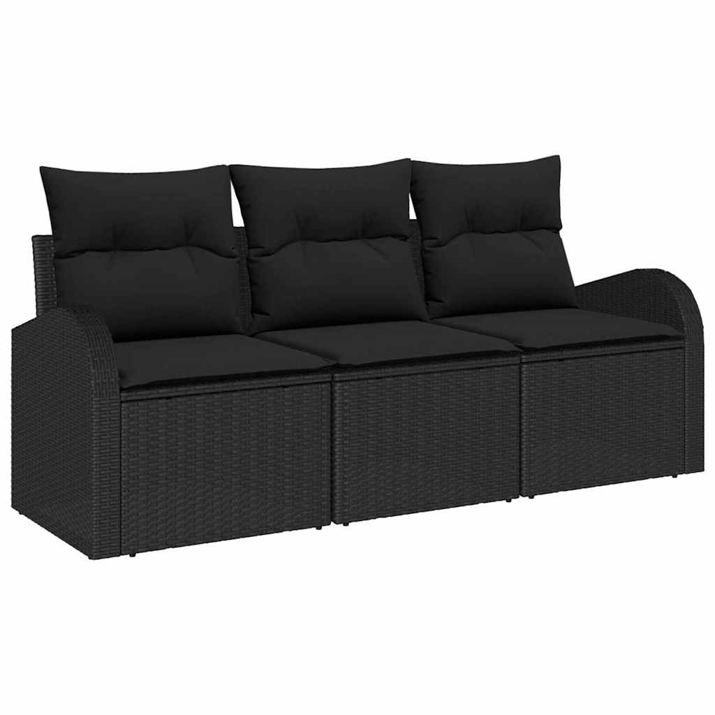 Garden Sofa Set Black Poly Rattan