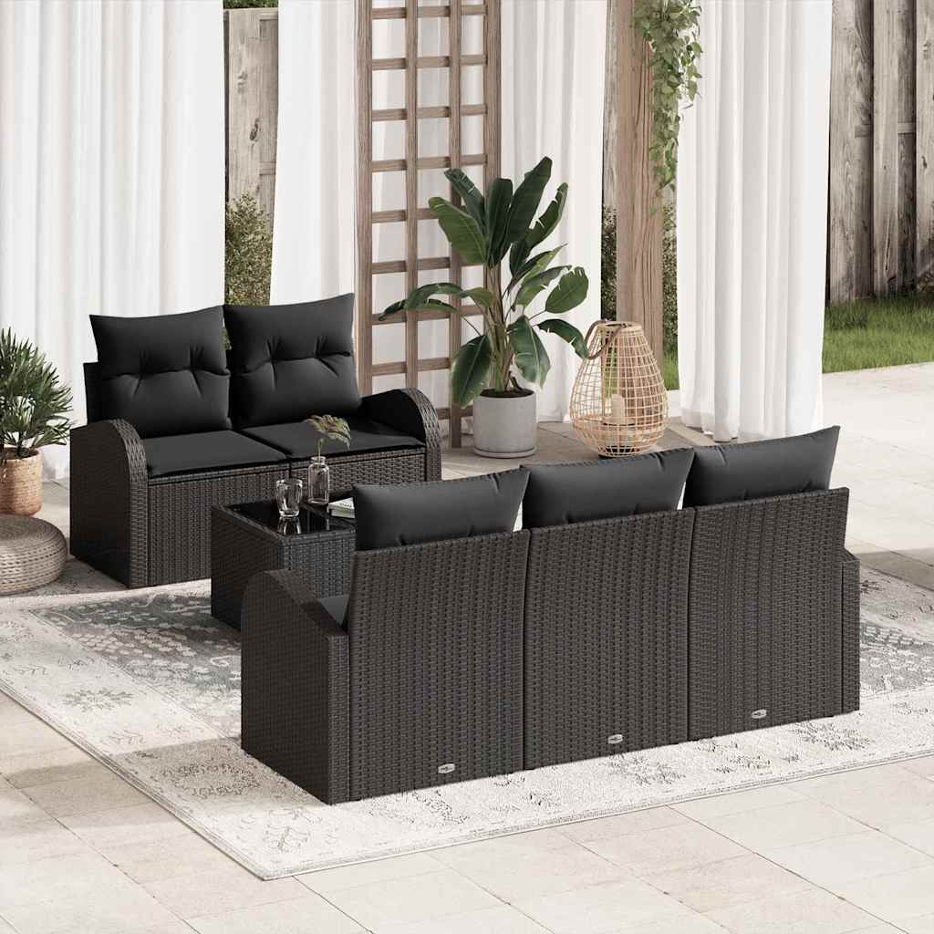 Garden Sofa Set Black 55 x 55 x 37 cm Poly Rattan