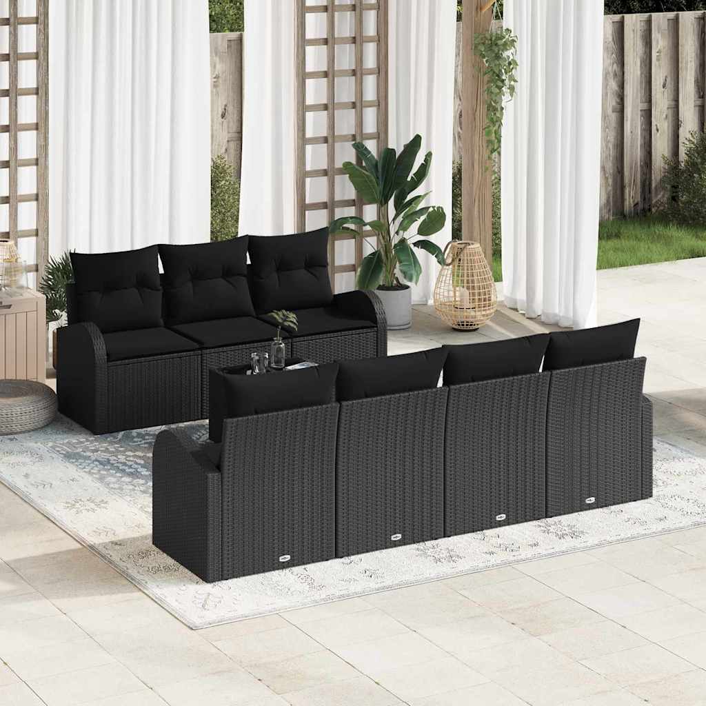 Garden Sofa Set Black 55 x 55 x 37 cm Poly Rattan