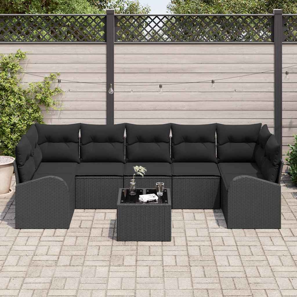 Garden Sofa Set Black 55 x 55 x 37 cm Poly Rattan