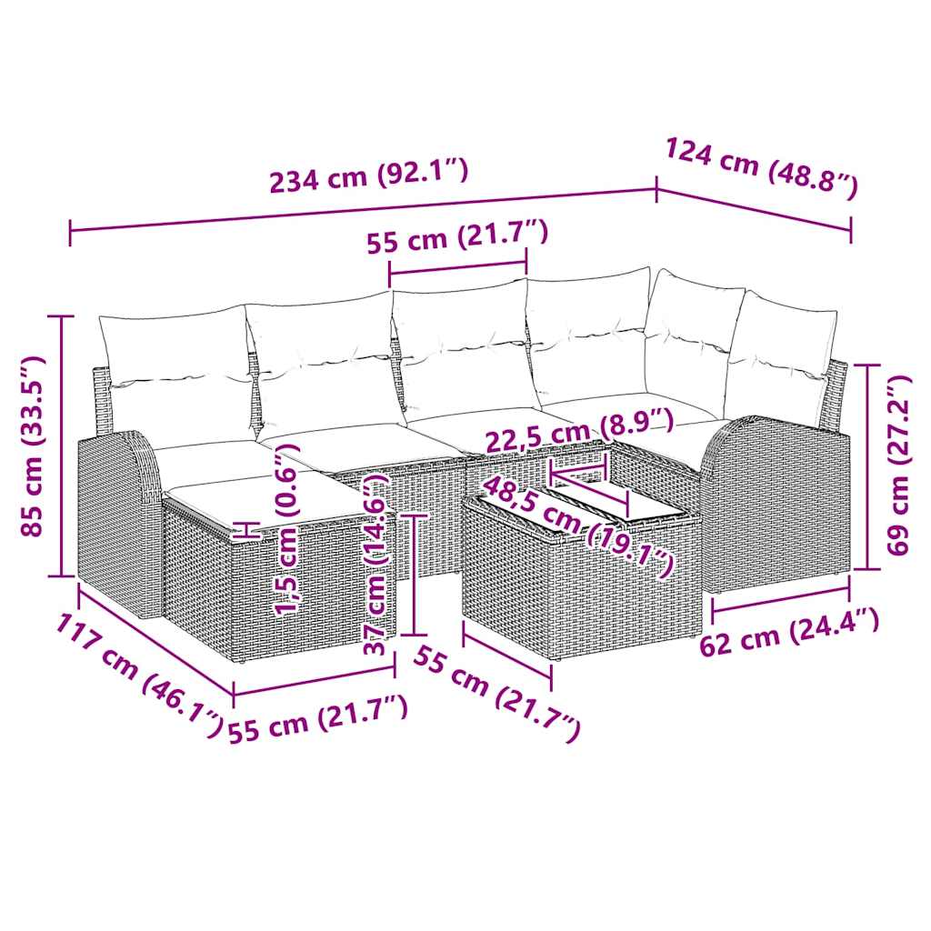 Garden Sofa Set 7 pcs Black Poly Rattan