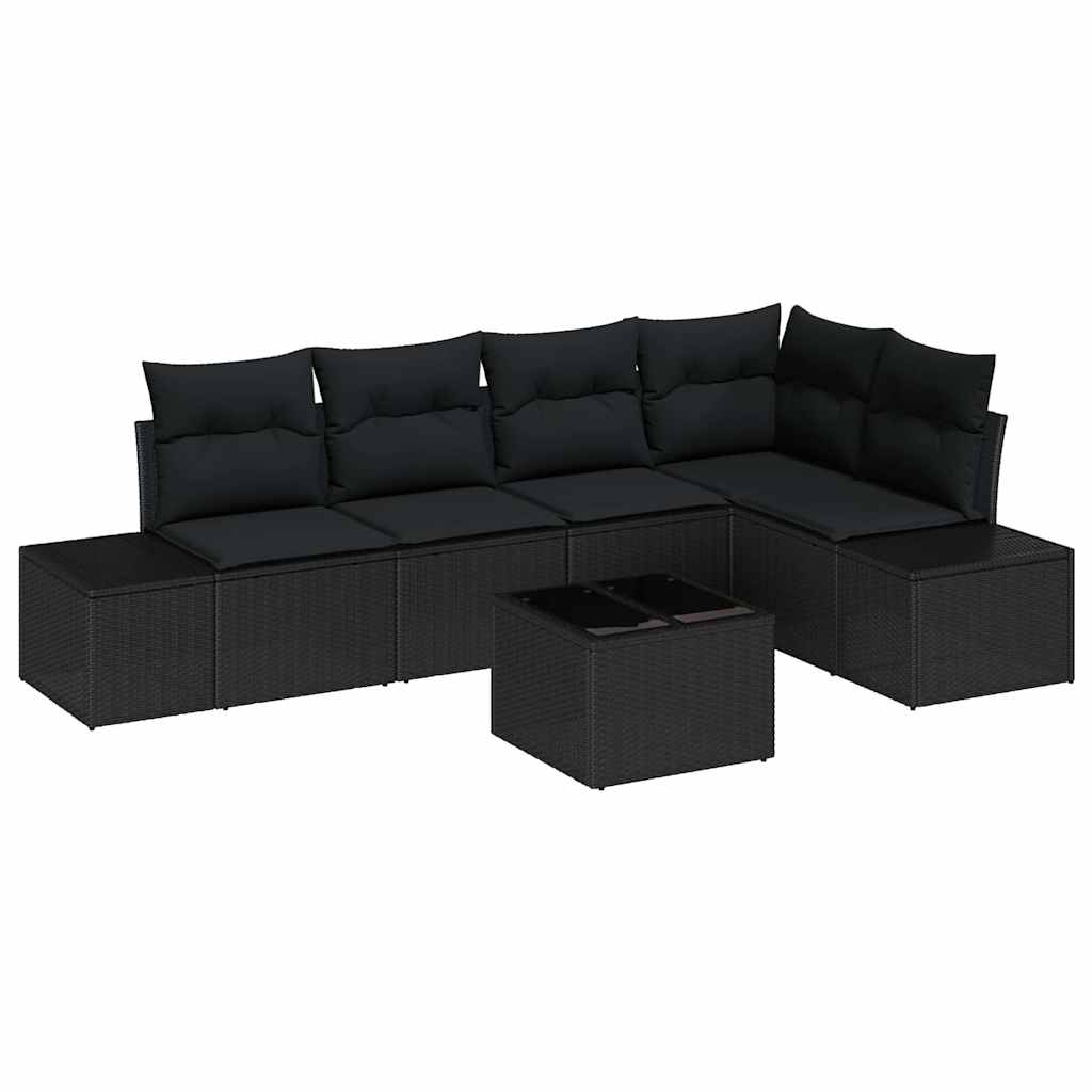 Garden Sofa Set 6 pcs Black Poly Rattan