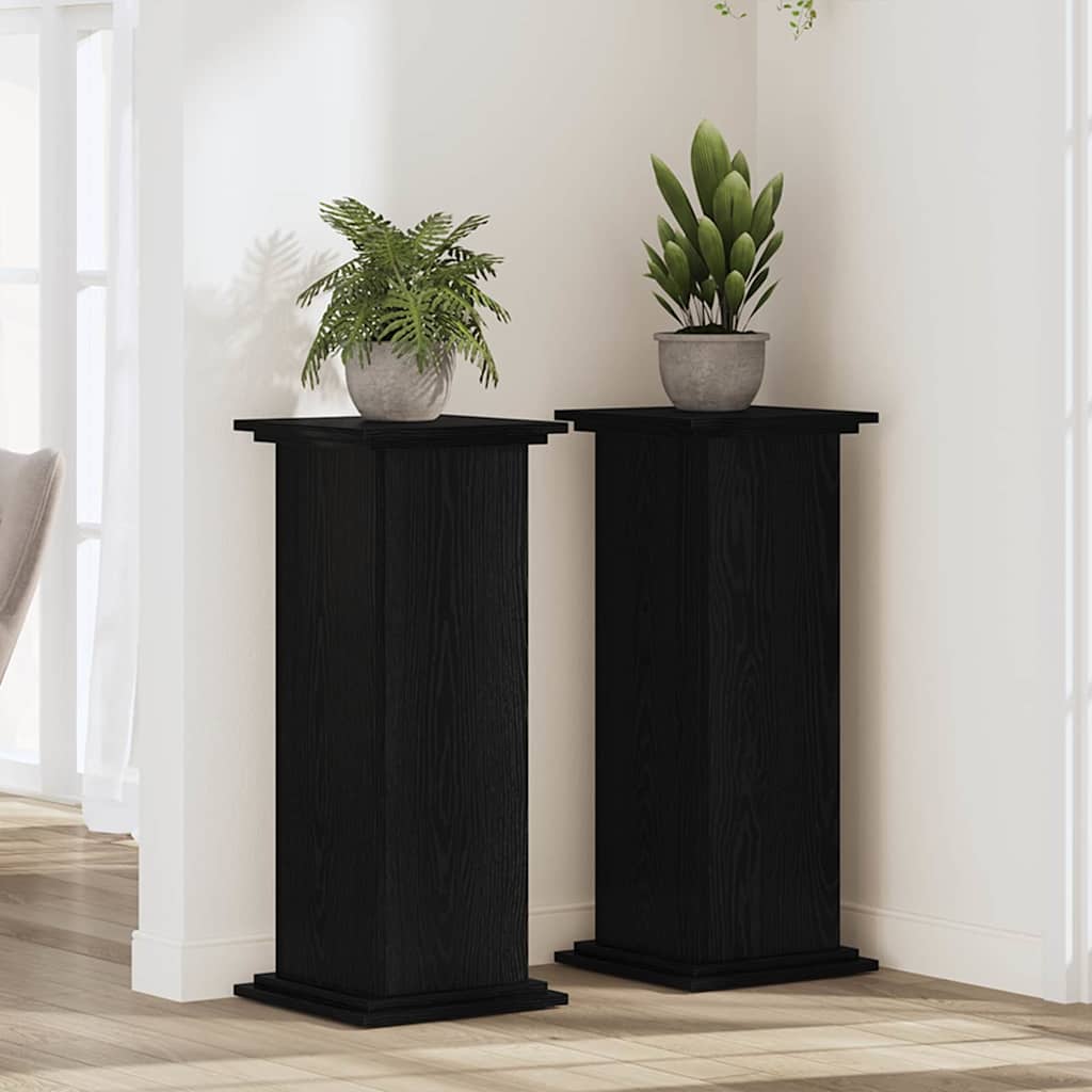 Plant Stand Black Oak 33 x 33 x 80 cm Engineered wood
