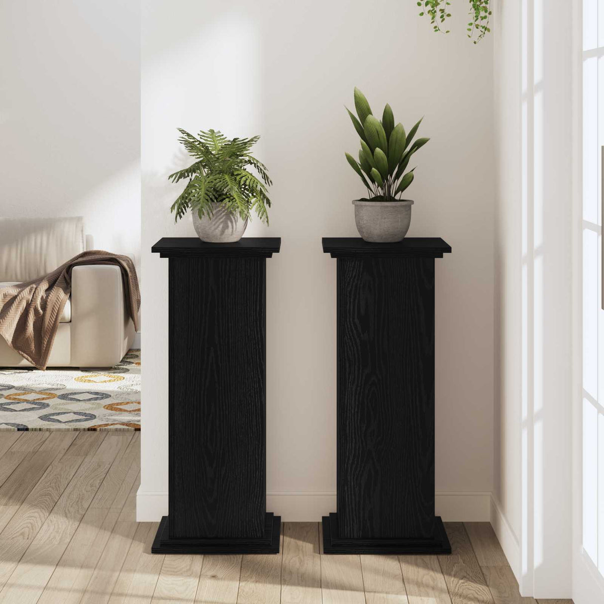 Plant Stand Black Oak 33 x 33 x 80 cm Engineered wood