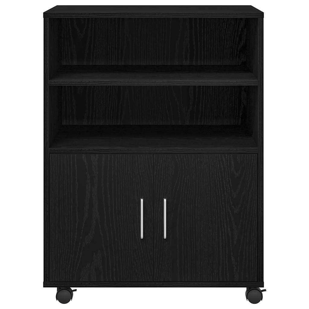 Cabinet with Shelf with Wheel Black Oak 60 x 48 x 74.5 cm