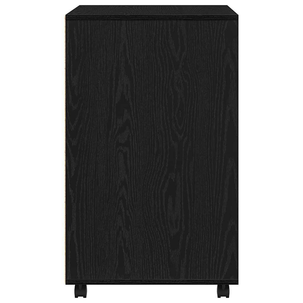 Cabinet with Shelf with Wheel Black Oak 60 x 48 x 74.5 cm