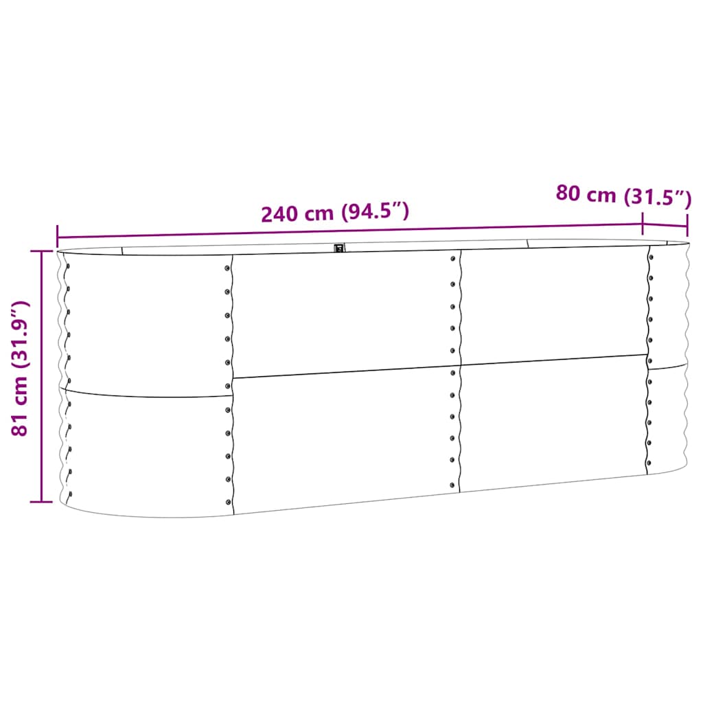 Raised Bed Green 240 x 80 x 81 cm Steel