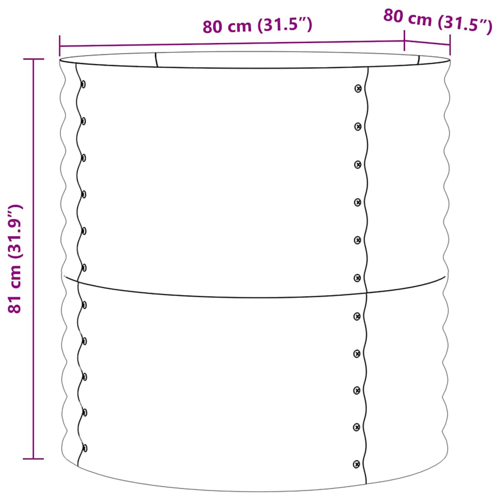 Garden Raised Bed Brown 80 x 80 x 81 cm Steel
