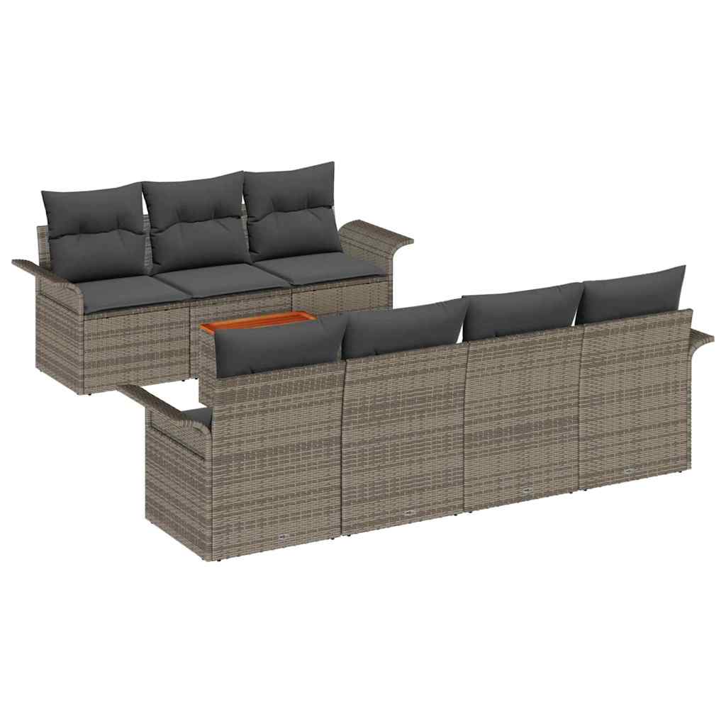 Garden Sofa Set 8 pcs Grey Poly rattan