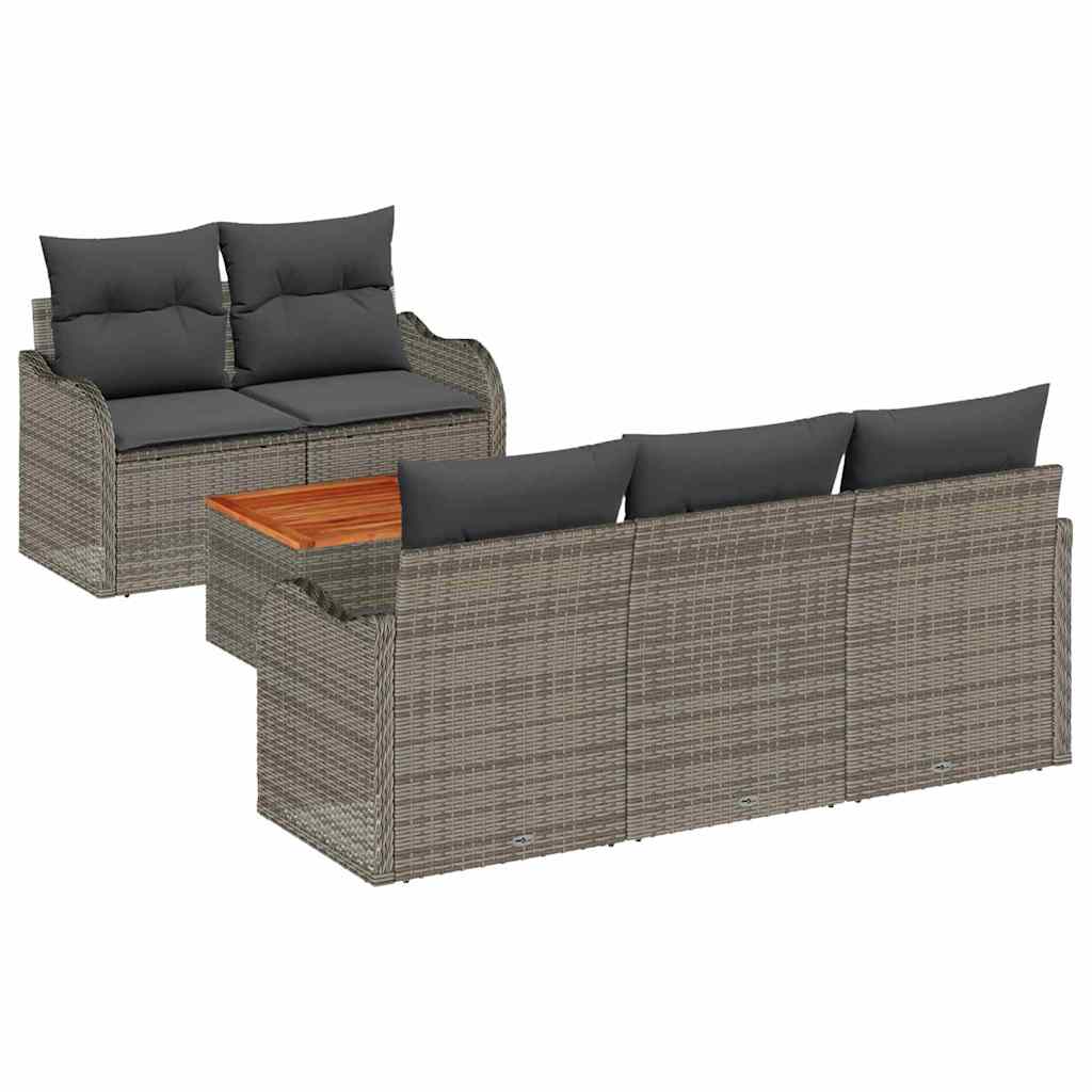 Garden Sofa Set 6 pcs Grey Poly Rattan