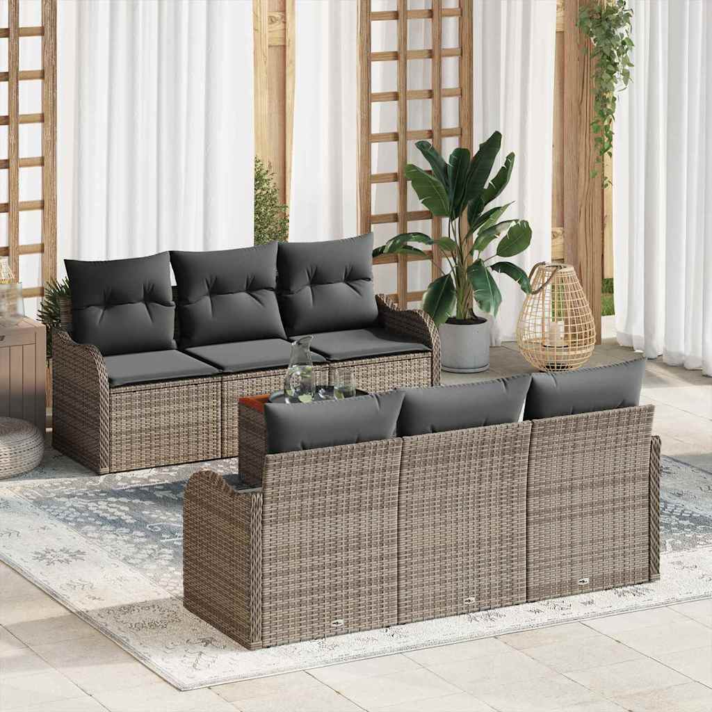 Garden Sofa Set 7 pcs Grey Poly Rattan