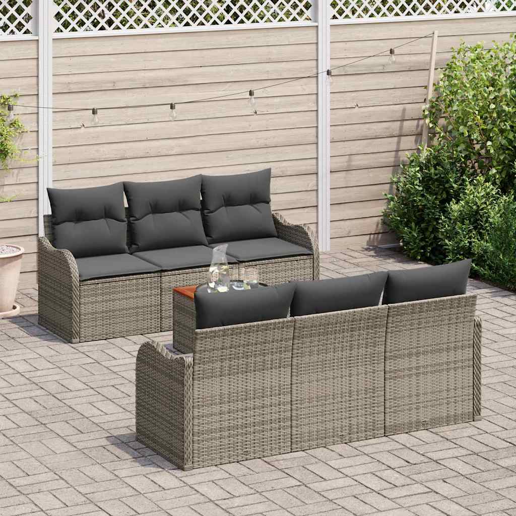 Garden Sofa Set 7 pcs Grey Poly Rattan