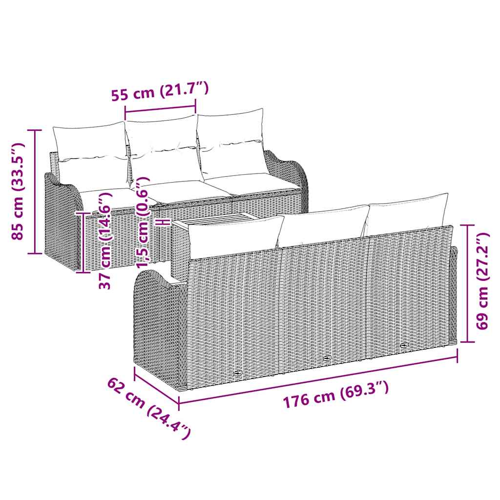 Garden Sofa Set 7 pcs Grey Poly Rattan