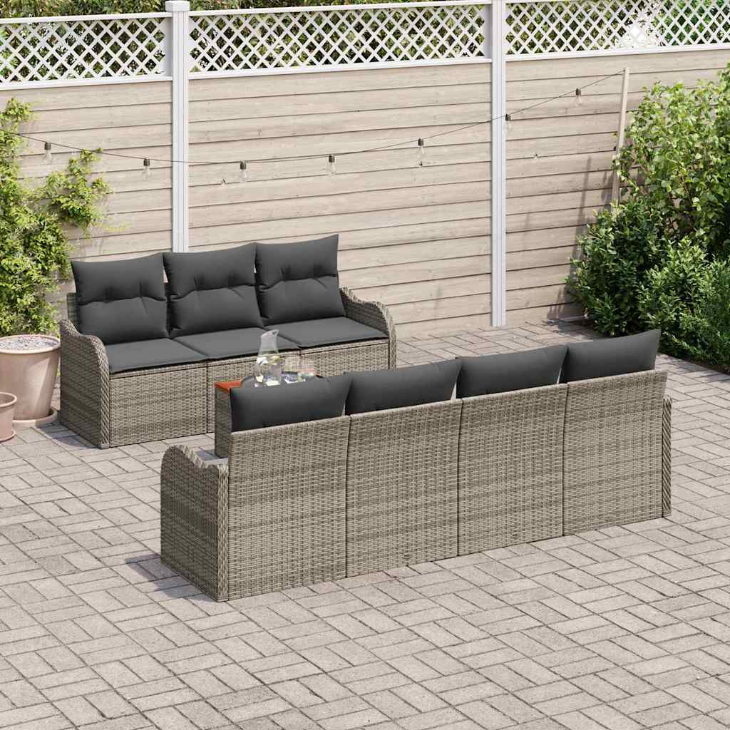 Garden Sofa Set 8 pcs Grey Poly Rattan