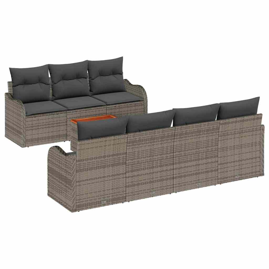 Garden Sofa Set 8 pcs Grey Poly Rattan