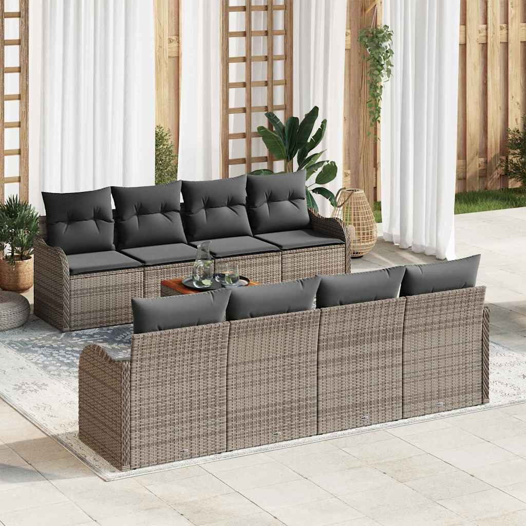 Garden Sofa Set 9 pcs Grey Poly Rattan