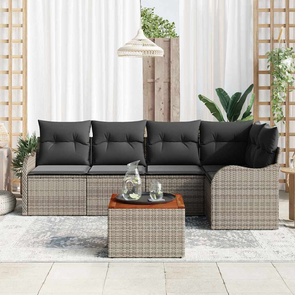 Garden Sofa Set 6 pcs Grey Poly rattan