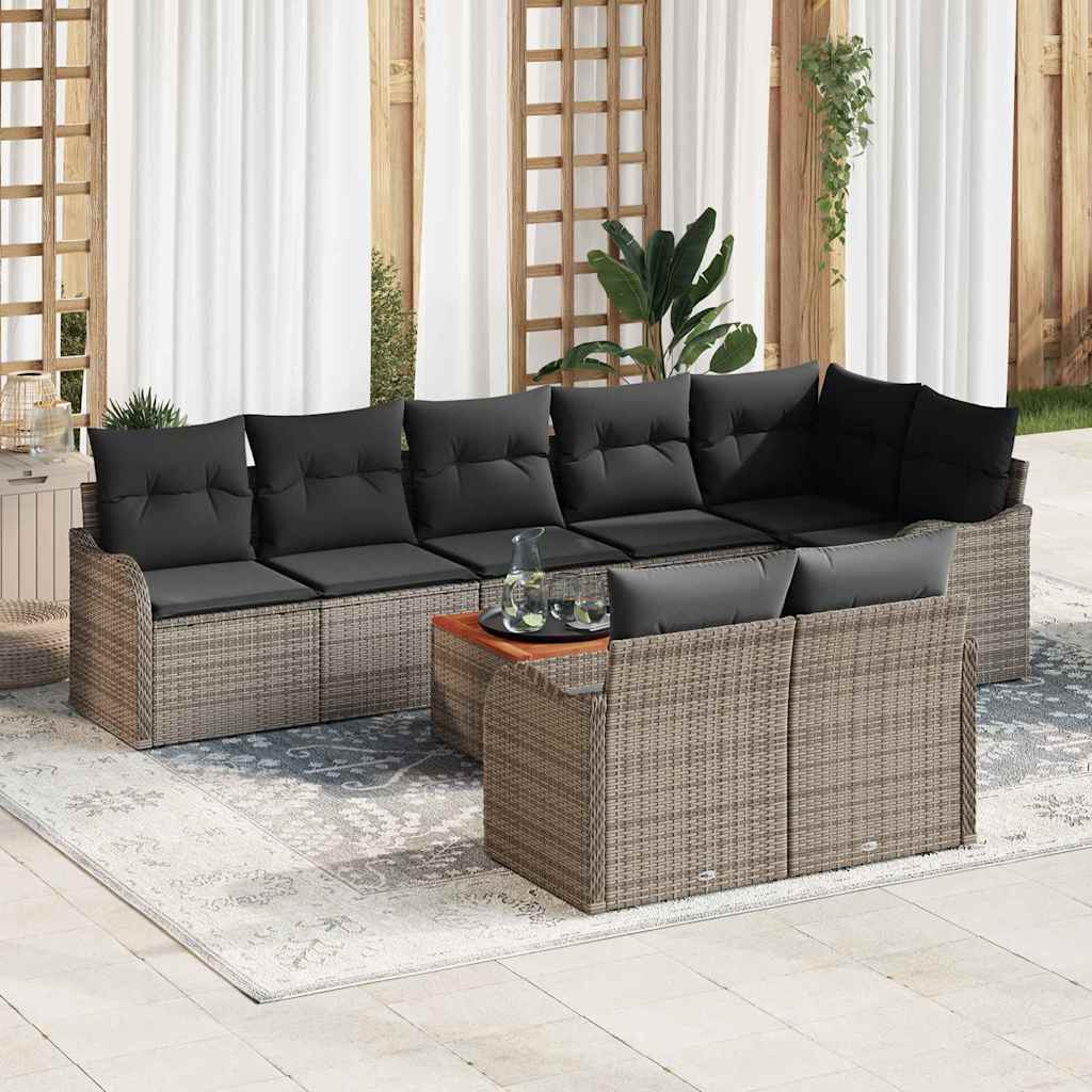 Garden Sofa Set 9 pcs Grey Poly Rattan