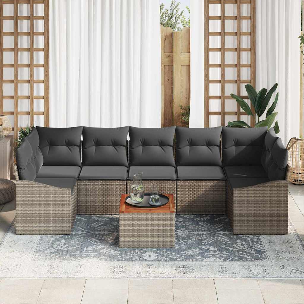 Garden Sofa Set with Cushion 8 pcs Grey Poly rattan