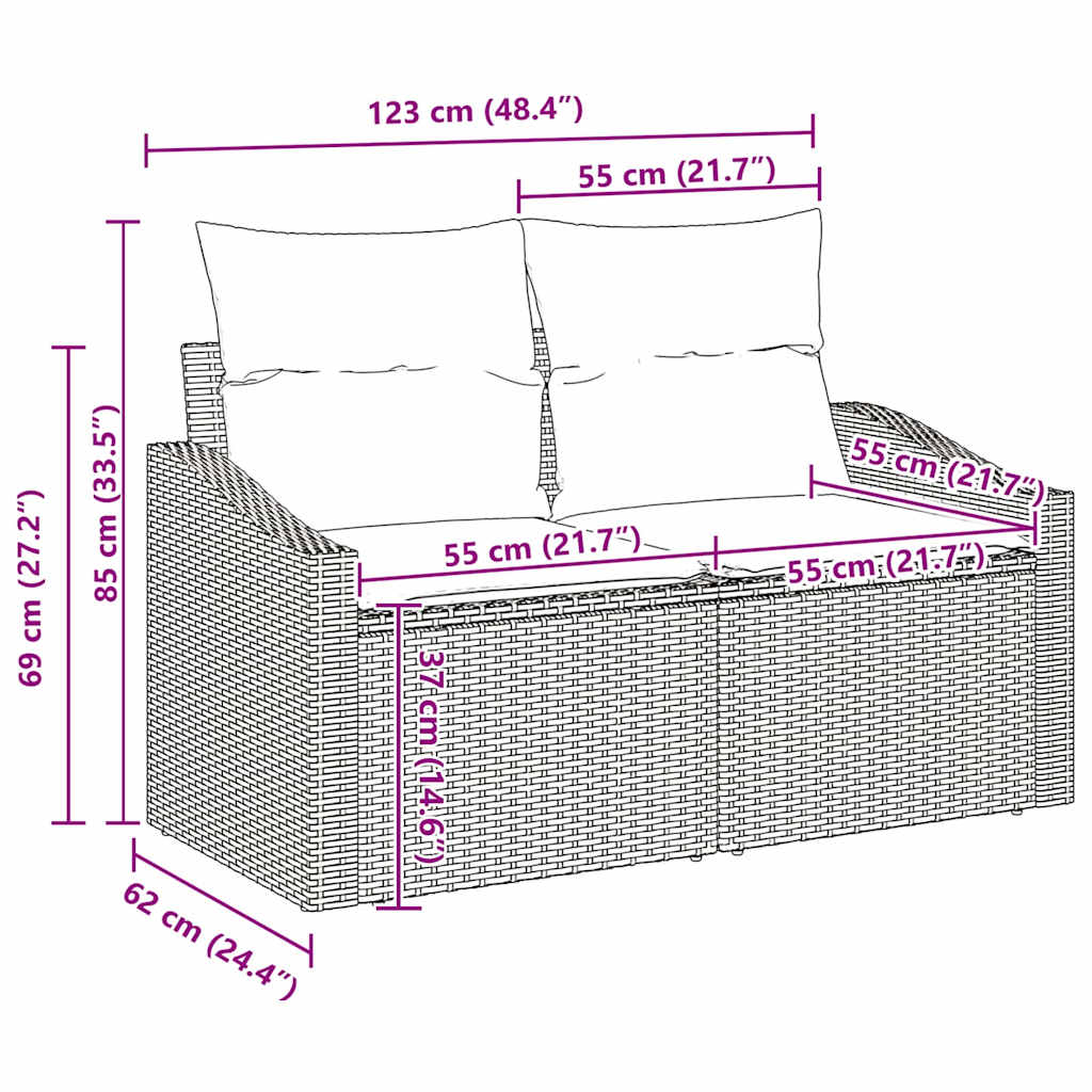 Garden Sofa Set with Cushion 8 pcs Grey Poly rattan