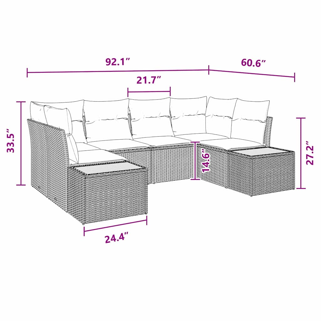 Garden Sofa Set with Cushion 6 pcs Black Poly Rattan